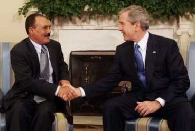 Almotamar Net - PRESIDENT BUSH: Mr. President, welcome. Im looking forward to our discussion. Im looking forward to our continued work together to make sure that al Qaeda and people affiliated with al Qaeda are brought to justice. 
Today, the world saw with horror the attacks on innocent people in Jordan by killers who defile a great religion. I spoke to King Abdullah. I expressed our nations deep