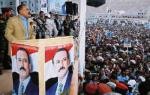 Almotamar Net - Al-Mukalla (south of Yemen)-From the park of Seyoun in downtown of the densely populated city to the 22 May parade square on the shore of al-Mukalla city a complete Hadrami tableau was formed in  a rally behind Ali Abdullah Saleh the candidate of the General People�s Congress for the presidential elections.

