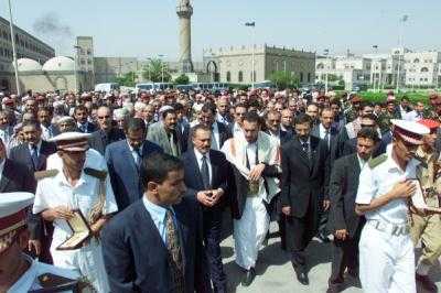 Almotamar Net - A grand funeral was held on Sunday for the national struggler Hussein al-Maqdami who passed away Saturday ending a long journey of struggle for the Yemeni revolution and the republican system and in service of the homeland. 