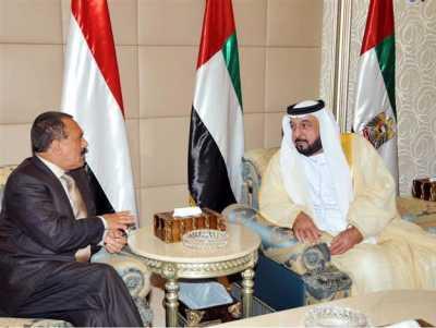 Almotamar Net - President Ali Abdullah Saleh and President of United Arab Emirates Sheikh Khalifa Bin Zayed Al-Nahyan held talks on Tuesday in UAE capital, Abu Dhabi.