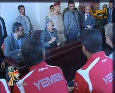 Almotamar Net - President Ali Abdullah Saleh has on Saturday met members of the team of the national team that would participate in the championship of Gulf 20 to be launched in the city of Aden on Monday. The President talked to them and urged them for good playing and achieving   the championship in the manner raising high the name of Yemen and meeting the hopes of more than 25 million people rallying behind them. The people support follow up their performance in the stadium for achieving honourable results in the sports championship Gulf 20 hosted by Yemen and sports contest with their brothers in the Gulf and Iraq. 