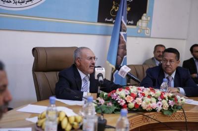 Almotamar Net - Sanaa- The General  Committee of General Peoples  Congress ( GPC) held a meeting  on  Thursday . here , chaired by GPCs leader , Ali Abdullah Saleh . 
The meeting  confirmed  on the importance of mobilizing the efforts  and  work together with all National parties to  for success of National Dialogue Conference ( NDC )
 
At the meeting .the  GPC renewed  the support for  president  Abdu Rabbu Mansour Hadis decisions regarding to implementation of United Nation Security Council Resolutions no (2014 ) , (2051 ) and GCC initiative and its operational mechanism considering those countries as main partners of the political settlement in Yemen.

The GPC again refused any kinds of interference in Yemens internal affairs from any party whatever it is  as much as  the GPC  rejected  the interference in regulatory rules  of General Peoples Congress considering it a blatant interference in  GPCs  internal affairs 
