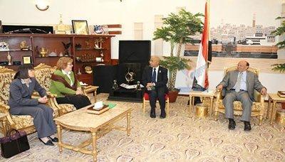 Almotamar Net - President Abdo Rabbu Mansour Hadi received on Tuesday French ambassador to Yemen Franck Gelie.

During the meeting, they discussed topics and issues of common interests as well as mutual relations between the two friendly countries. 
