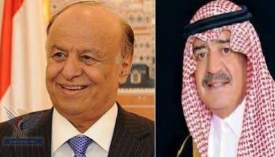 Almotamar Net -  President Abdo Rabbo Mansour Hadi telephoned on Friday Saudi second deputy premier Prince Muqrin bin Abdul Aziz to congratulate him on his new appointment as Deputy Crown Prince of Saudi Arabia. 

