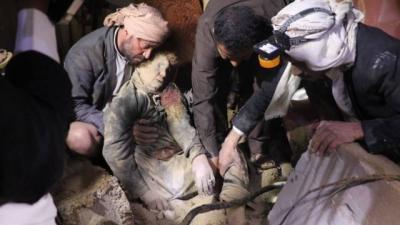 Almotamar Net - Death toll from Saudi aggression air strikes on a funeral house in Arhab district of Sanaa province on Wednesday afternoon increased to eight women, including children, an official and medics said. 

The air strike hit the 