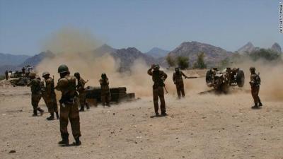 Almotamar Net - The army artillery and popular committees launched a fierce attack on Saudi-paid mercenaries sites in Jawf province, a military official said on Monday.

The attack destroyed a military vehicle belonging to the mercenaries and killed all on board in Sabran area in khab and shaaf district.
