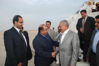 Almotamar Net - President Ali Abdullah Saleh returned on Tuesday to the capital Sanaa after an inspection visit to Hadramout province.