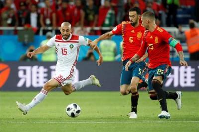 المؤتمر نت - تعادل المنتخب المغربي مع نظيره الإسباني في اللقاء الذي جمعهما اليوم في إطار الجولة الثالثة